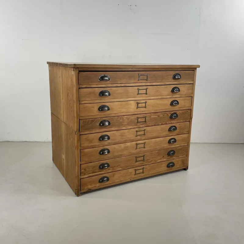 Pamono Plan Chest with Brass Cup Handles, 1930s> Dressers, Commodes & Chests