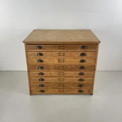Pamono Plan Chest with Brass Cup Handles, 1930s><noscript><img width=