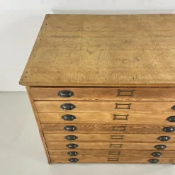 Pamono Plan Chest with Brass Cup Handles, 1930s><noscript><img width=