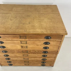 Pamono Plan Chest with Brass Cup Handles, 1930s><noscript><img width=