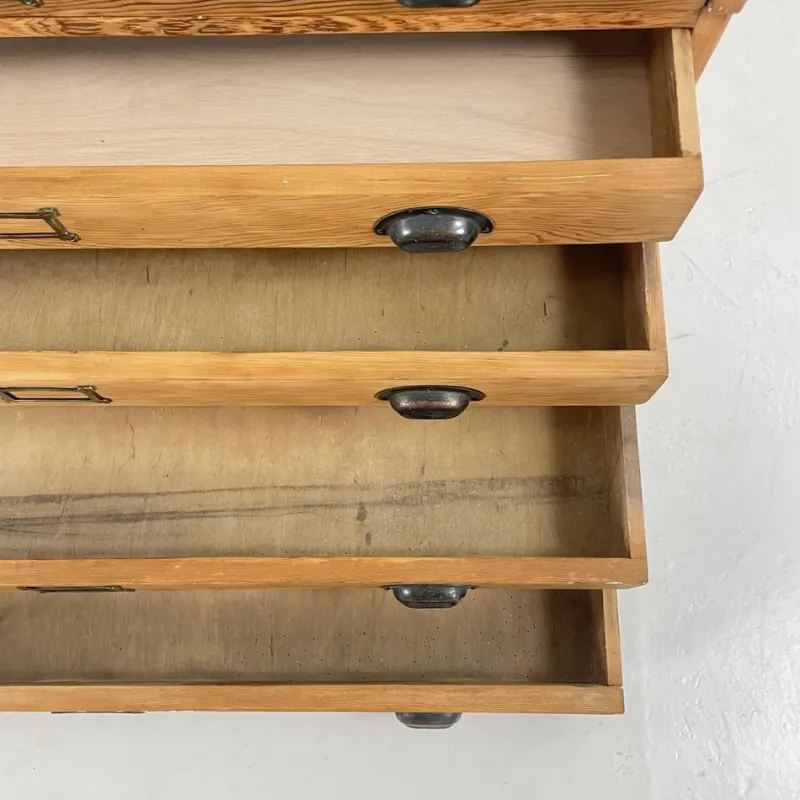 Pamono Plan Chest with Brass Cup Handles, 1930s> Dressers, Commodes & Chests