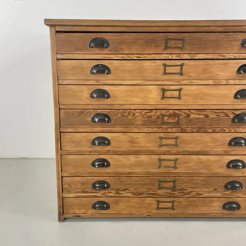 Pamono Plan Chest with Brass Cup Handles, 1930s> Dressers, Commodes & Chests