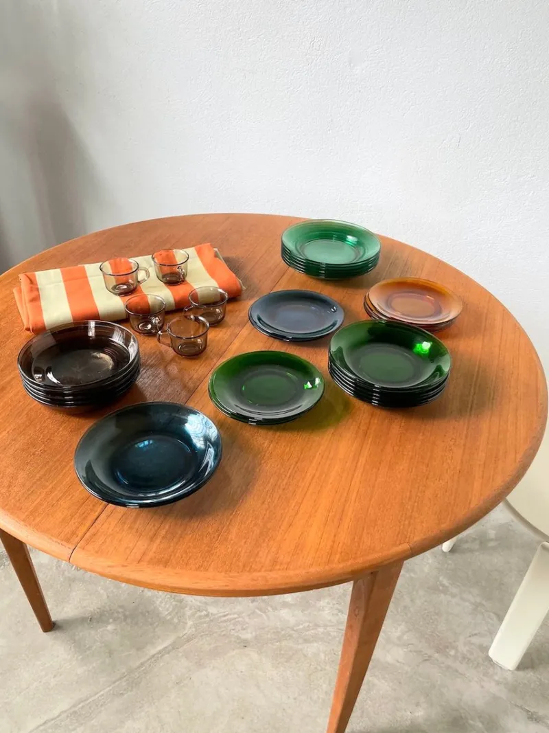 Pamono Plates and Cups Set from Duralex, 1960s, Set of 43> Dinner Plates & Bowls