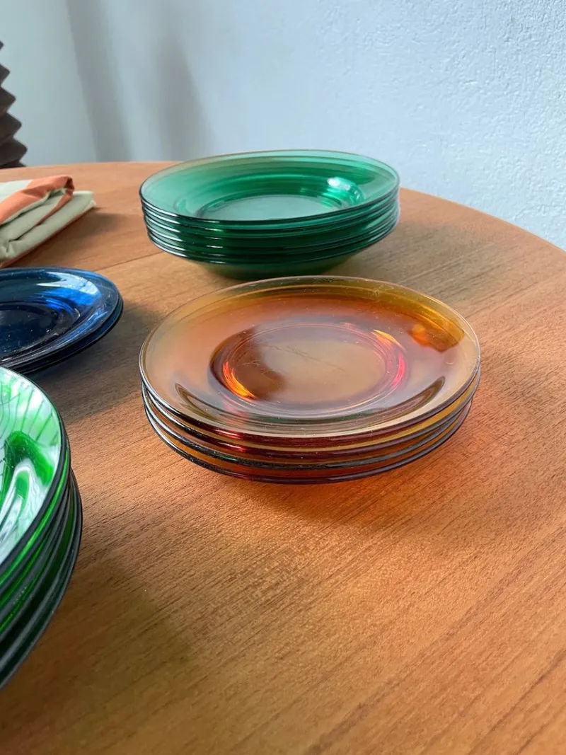 Pamono Plates and Cups Set from Duralex, 1960s, Set of 43> Dinner Plates & Bowls