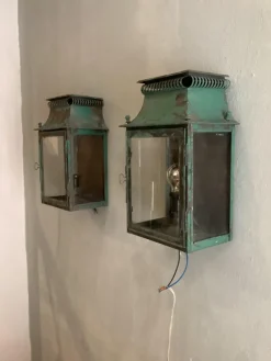 Pamono Platina Copper Classic Model Garden Wall Light, Maison, France, 1970s, Set of 2> Garden Lighting