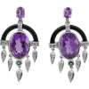 Pamono Platinum Earrings with Amethysts, Tsavorite, Onyx and Diamonds, Set of 2> Earrings