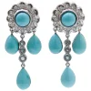 Outlet Pamono Platinum Earrings with Aquamarine, Turquoise and Diamonds, Set of 2