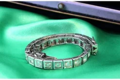 Pamono Platinum Rivière Bracelet with Calibrated Synthetic Rubies and Ring> Bracelets