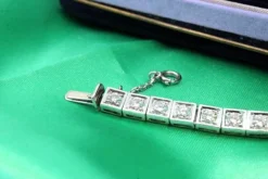 Pamono Platinum Rivière Bracelet with Calibrated Synthetic Rubies and Ring><noscript><img width=