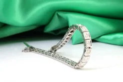 Pamono Platinum Rivière Bracelet with Calibrated Synthetic Rubies and Ring><noscript><img width=