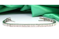 Pamono Platinum Rivière Bracelet with Calibrated Synthetic Rubies and Ring><noscript><img width=