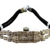 Pamono Platinum Watch with Brilliant-Cut Diamonds and Bracelet with Cordonèe