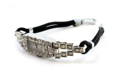Pamono Platinum Watch with Brilliant-Cut Diamonds and Bracelet with Cordonèe