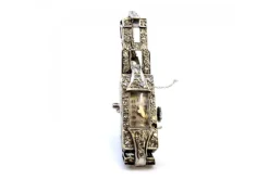 Pamono Platinum Watch with Brilliant-Cut Diamonds, Hinged Bracelet and Safety Chain><noscript><img width=