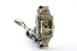 Pamono Platinum Watch with Brilliant-Cut Diamonds and Interlocking Link Bracelet><noscript><img width=