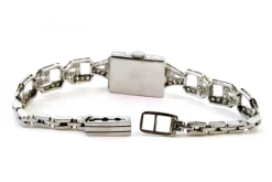 Pamono Platinum Watch with Brilliant-Cut Diamonds and Interlocking Link Bracelet><noscript><img width=