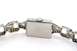 Pamono Platinum Watch with Brilliant-Cut Diamonds and Interlocking Link Bracelet><noscript><img width=