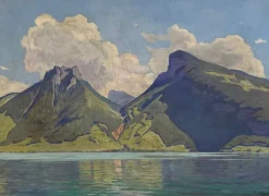Pamono Plinio Colombi, Paysage Lacustre, 1931, Oil on Canvas, Framed> Classical