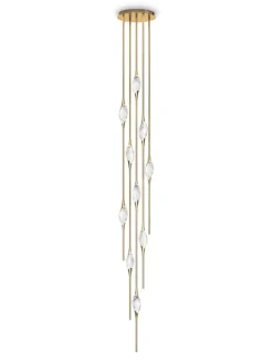 Outlet Pamono Polished Brass Il Pezzo 12 Cluster Chandelier D by Il Pezzo Mancante