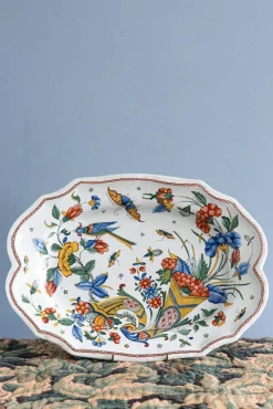 Outlet Pamono Polychrome Dish with Cornucopia by Rouen Faience, 1740s