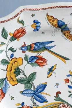 Outlet Pamono Polychrome Dish with Cornucopia by Rouen Faience, 1740s