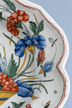 Outlet Pamono Polychrome Dish with Cornucopia by Rouen Faience, 1740s