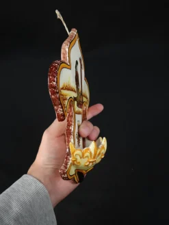Pamono Polychrome Earthenware Holy Water Font with Fleur-de-Lis by Henriot Quimper, 1960s><noscript><img width=