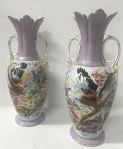 Online Pamono Polychrome Porcelain Vases, 19th Century, Set of 2