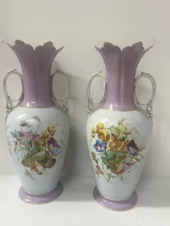 Online Pamono Polychrome Porcelain Vases, 19th Century, Set of 2