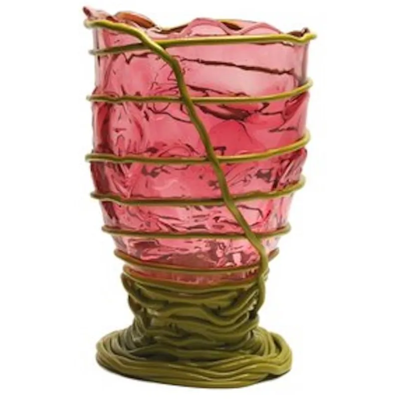 Pamono Pompitu II Vase - Clear Light Fuchsia And Matt Dust Green by Gaetano Pesce for Fish Design> Tabletop