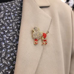 Pamono Poodle Brooch in Enamel and Zircons, Spain, 1970s> Brooches