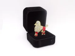 Pamono Poodle Brooch in Enamel and Zircons, Spain, 1970s><noscript><img width=