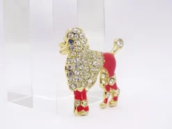 Pamono Poodle Brooch in Enamel and Zircons, Spain, 1970s><noscript><img width=