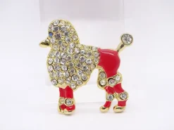 Pamono Poodle Brooch in Enamel and Zircons, Spain, 1970s><noscript><img width=