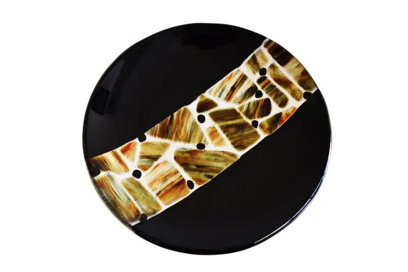 Pamono Pope T30 Black Murano Glass Plate by Stefano Birello for VeVe Glass> Decorative Plates