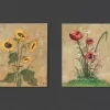 Discount Pamono Poppy and Sunflowers, 1960s, Oil Paintings on Plate, Framed, Set of 2