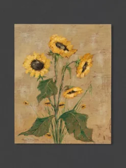 Discount Pamono Poppy and Sunflowers, 1960s, Oil Paintings on Plate, Framed, Set of 2