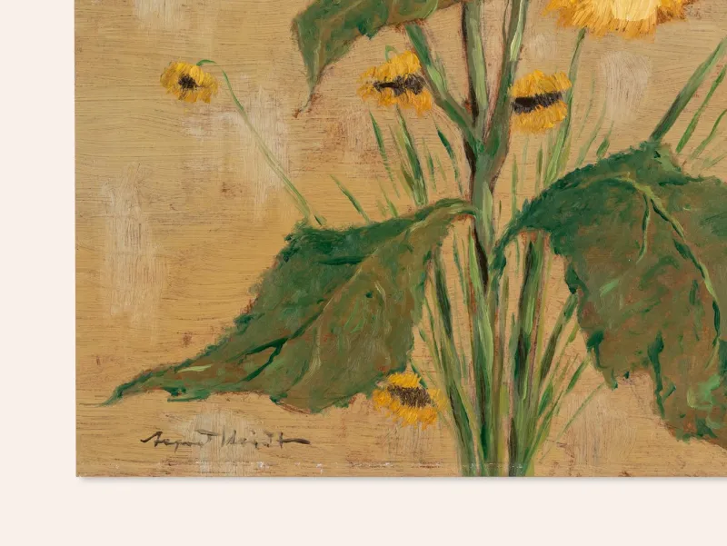 Discount Pamono Poppy and Sunflowers, 1960s, Oil Paintings on Plate, Framed, Set of 2