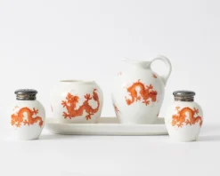 Pamono Porcelain and Silver Cruet Set from Thomas, 1930s, Set of 5