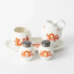 Pamono Porcelain and Silver Cruet Set from Thomas, 1930s, Set of 5