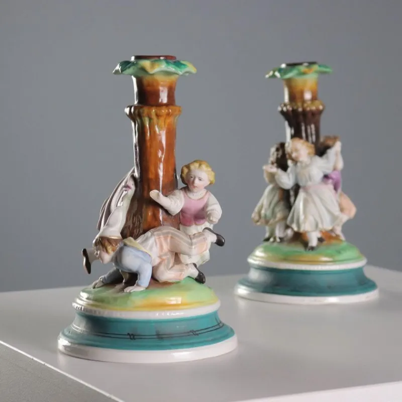 Pamono Porcelain Candle Holders, Set of 2> Candleholders
