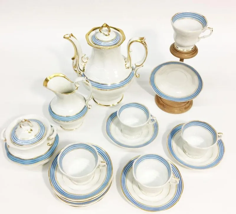 New Pamono Porcelain Coffee & Tea Service from KPM, Germany, 1834-1837, Set of 11