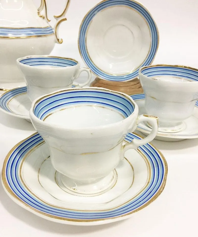 New Pamono Porcelain Coffee & Tea Service from KPM, Germany, 1834-1837, Set of 11