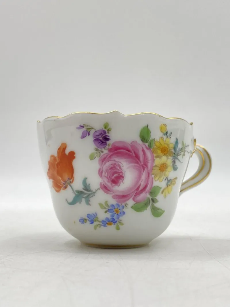 Discount Pamono Porcelain Coffee Cup and Saucer with Gold Rims from Meissen, Set of 2
