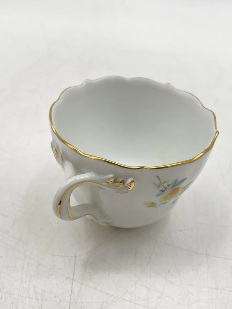 Discount Pamono Porcelain Coffee Cup and Saucer with Gold Rims from Meissen, Set of 2