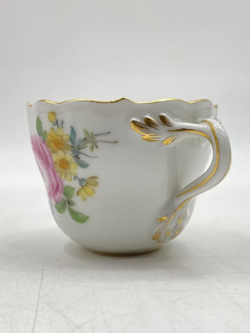 Discount Pamono Porcelain Coffee Cup and Saucer with Gold Rims from Meissen, Set of 2