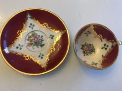 Pamono Porcelain Cup and Saucer from Bavaria, 1950s, Set of 2><noscript><img width=