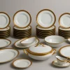 Outlet Pamono Porcelain Dinner Service with Red and Gilt Decor from Limoges, 1980s, Set of 54
