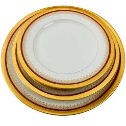 Outlet Pamono Porcelain Dinner Service with Red and Gilt Decor from Limoges, 1980s, Set of 54