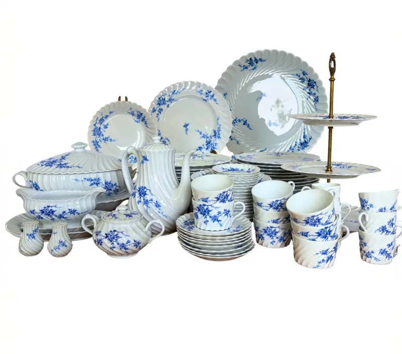 Pamono Porcelain Dinnerware Set from Haviland Limoges, 1950, Set of 82> Dinner Plates & Bowls